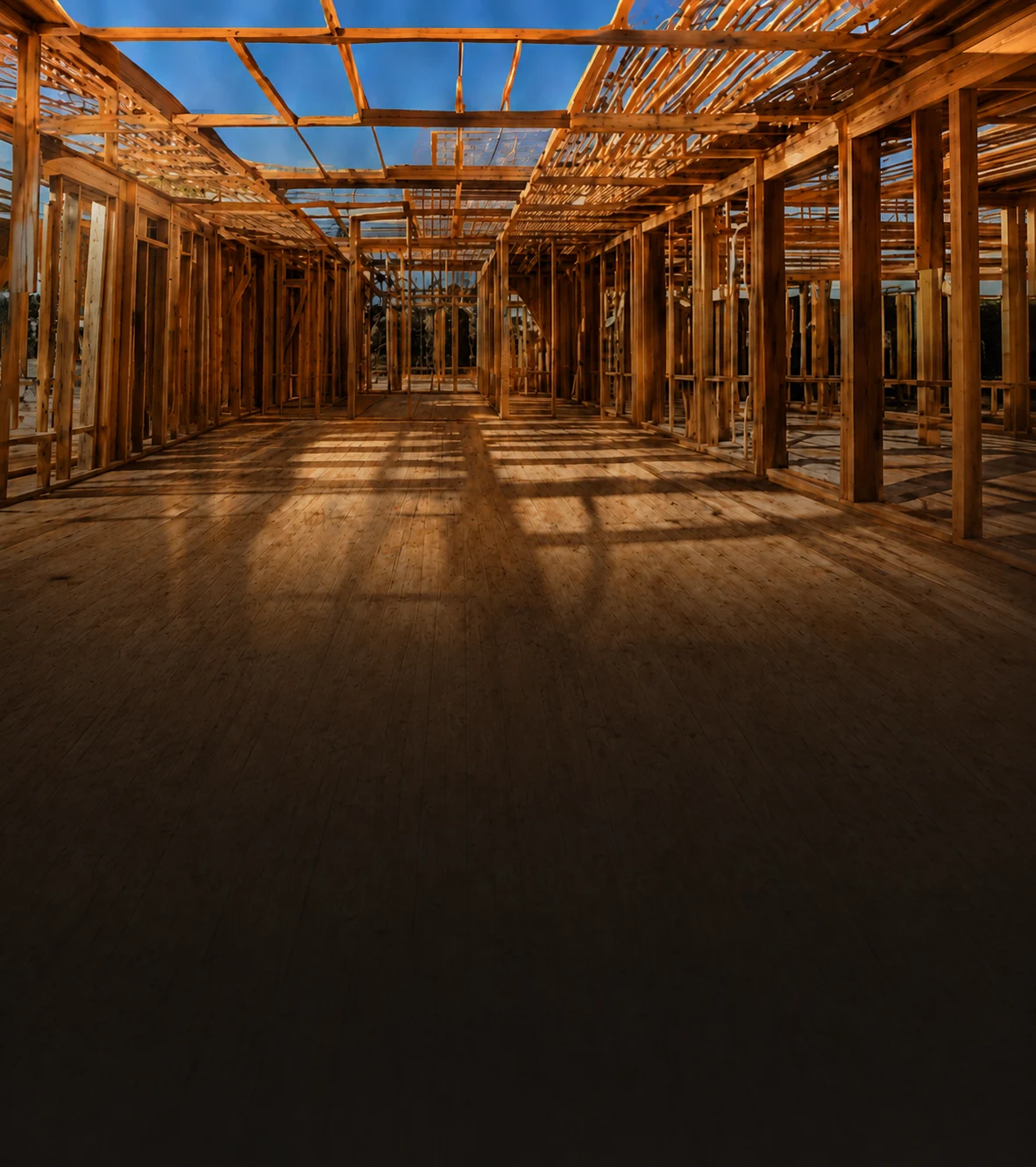 Exposed wood framing before drywall installation