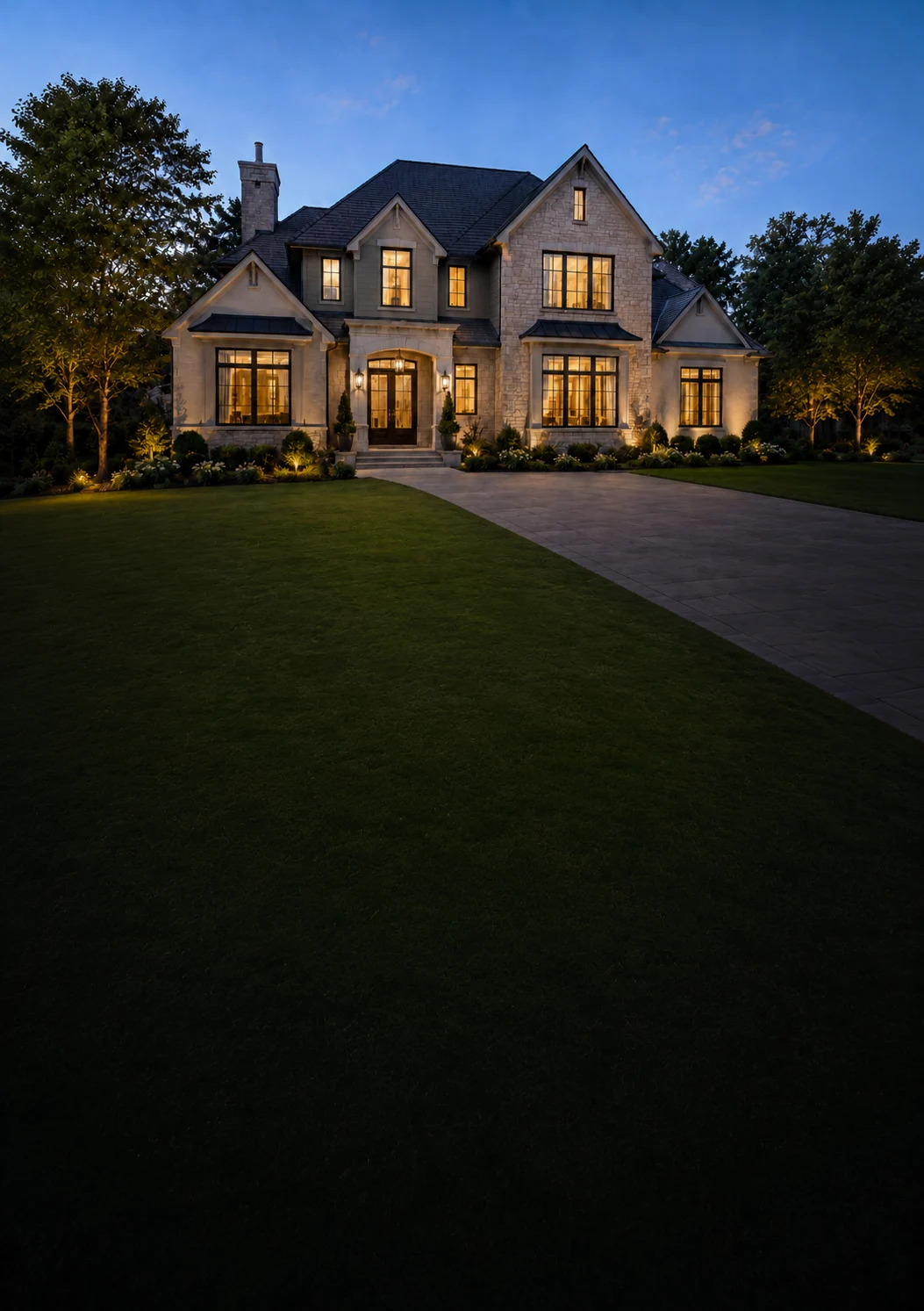 A finished home with landscaped front yard
